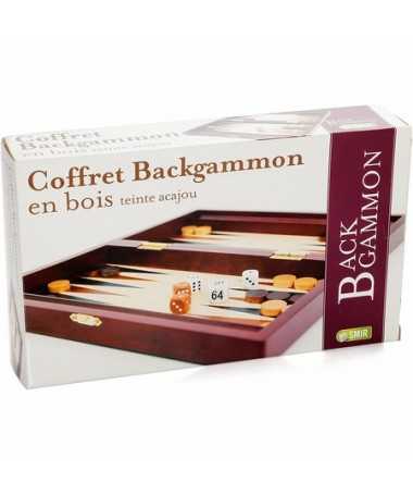 Coffret backgammon en bois acajou - 28 x 15 cm